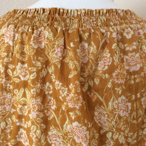 Free People boho top cotton puffy sleeves mustard - Picture 10 of 10